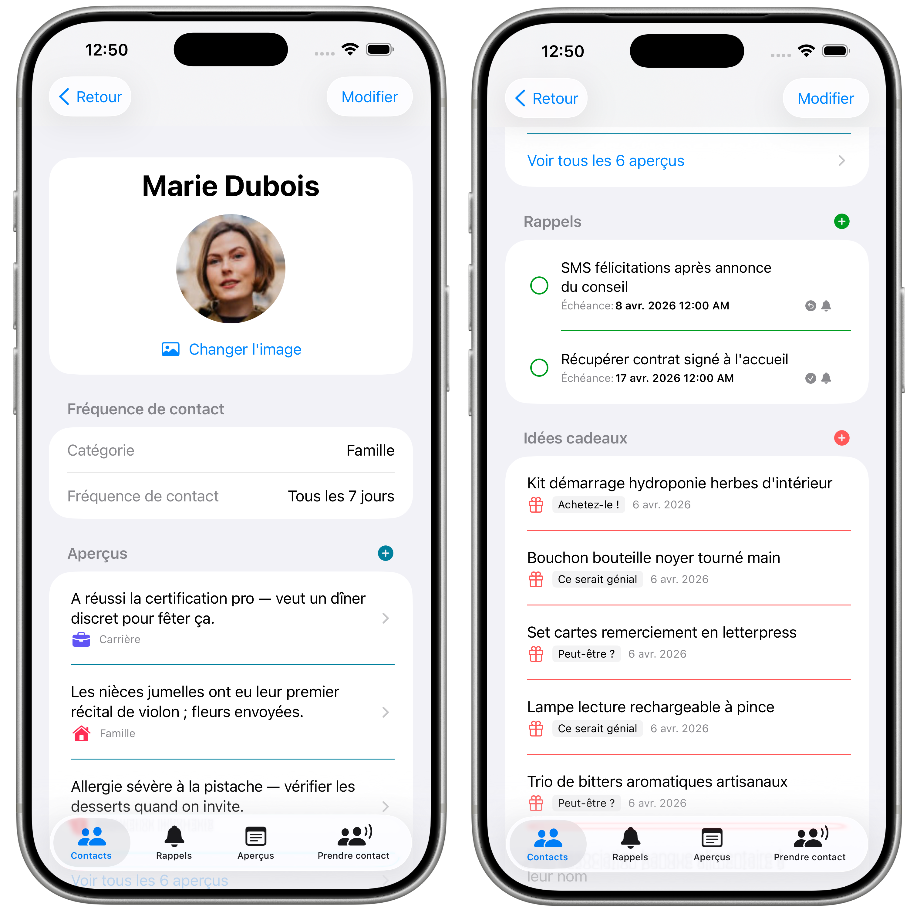 Contactilo : Repères